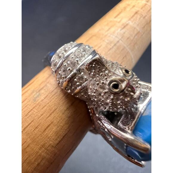 NEW Ceruleite and zircon seahorse ring in sterling silver size 8 - Picture 5 of 16